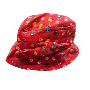 Vtg The Limited Bucket Hat Baby Size S 6-12mos Red Orange Retro Cottage Boho